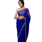 Royal Blue Lehariya Saree with Pearl Kundan Work | 20 Gram Georgette | Jaipurio Traditional Wear
